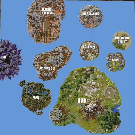 A map depicting the world of SkyBlock